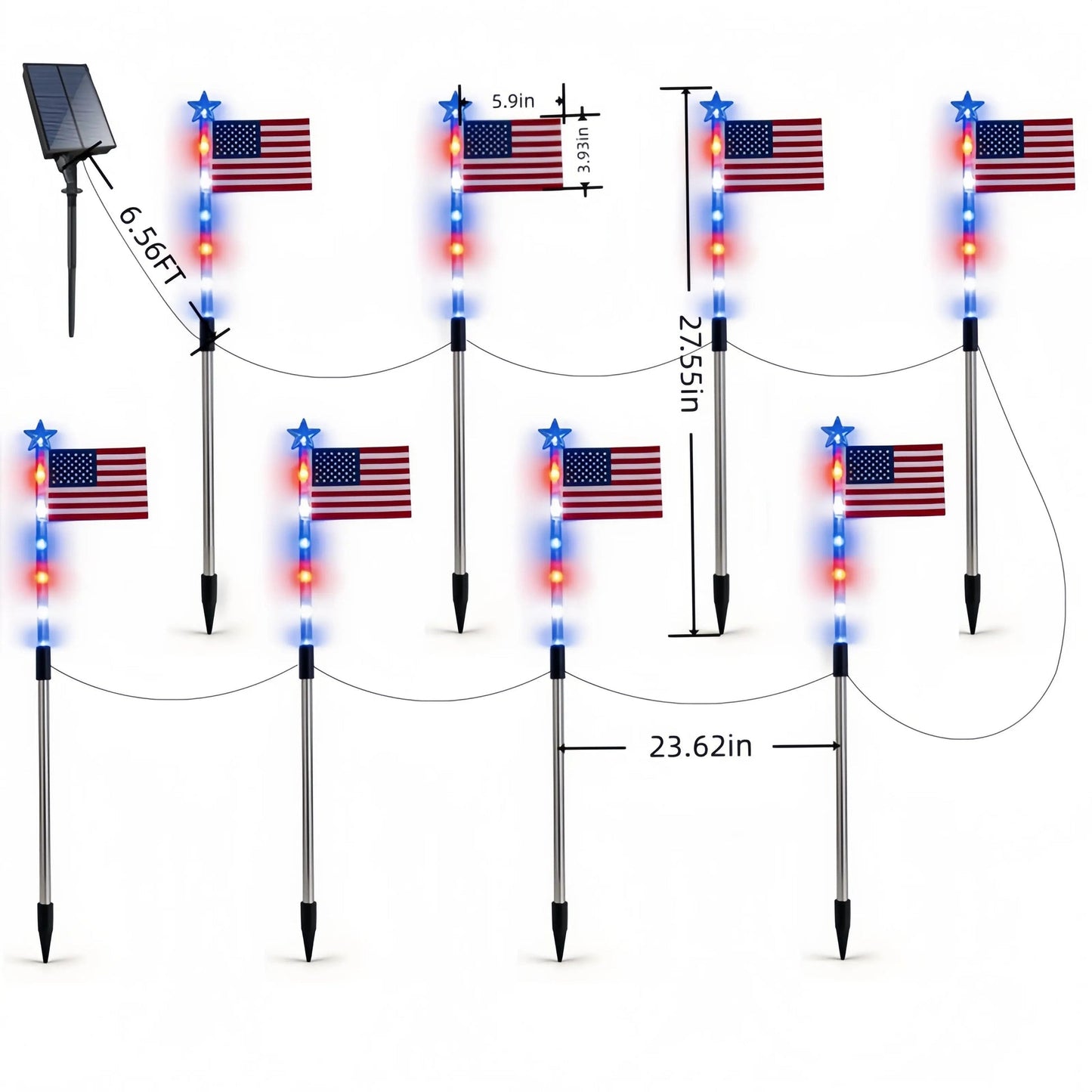 🔥Last Day 55% OFF 🔥MADE IN USA-8-Piece Flag Light Set🔥 – 4th of July Decorations✨