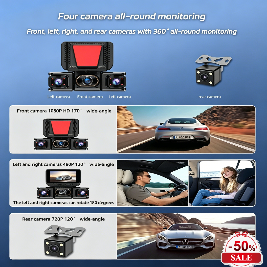 🔥 -50 % jusqu'à épuisement des stocks ! 🚗 Dashcam Full HD 1080p avec 4 caméras et Wi-Fi