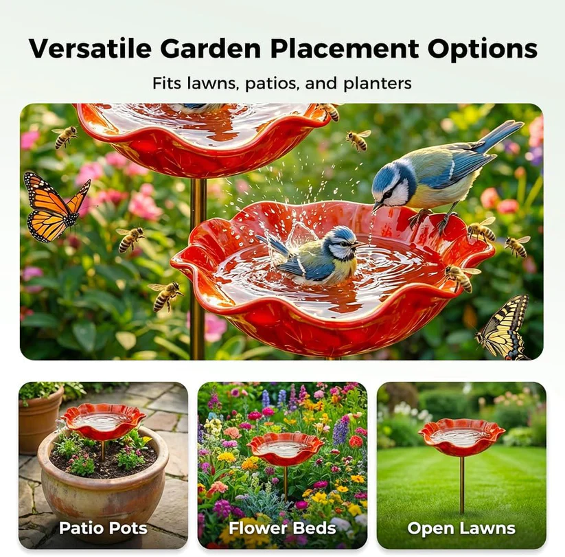 Rravion™ - Colorful Metal Flower Stake for Birds, Bees & Butterflies