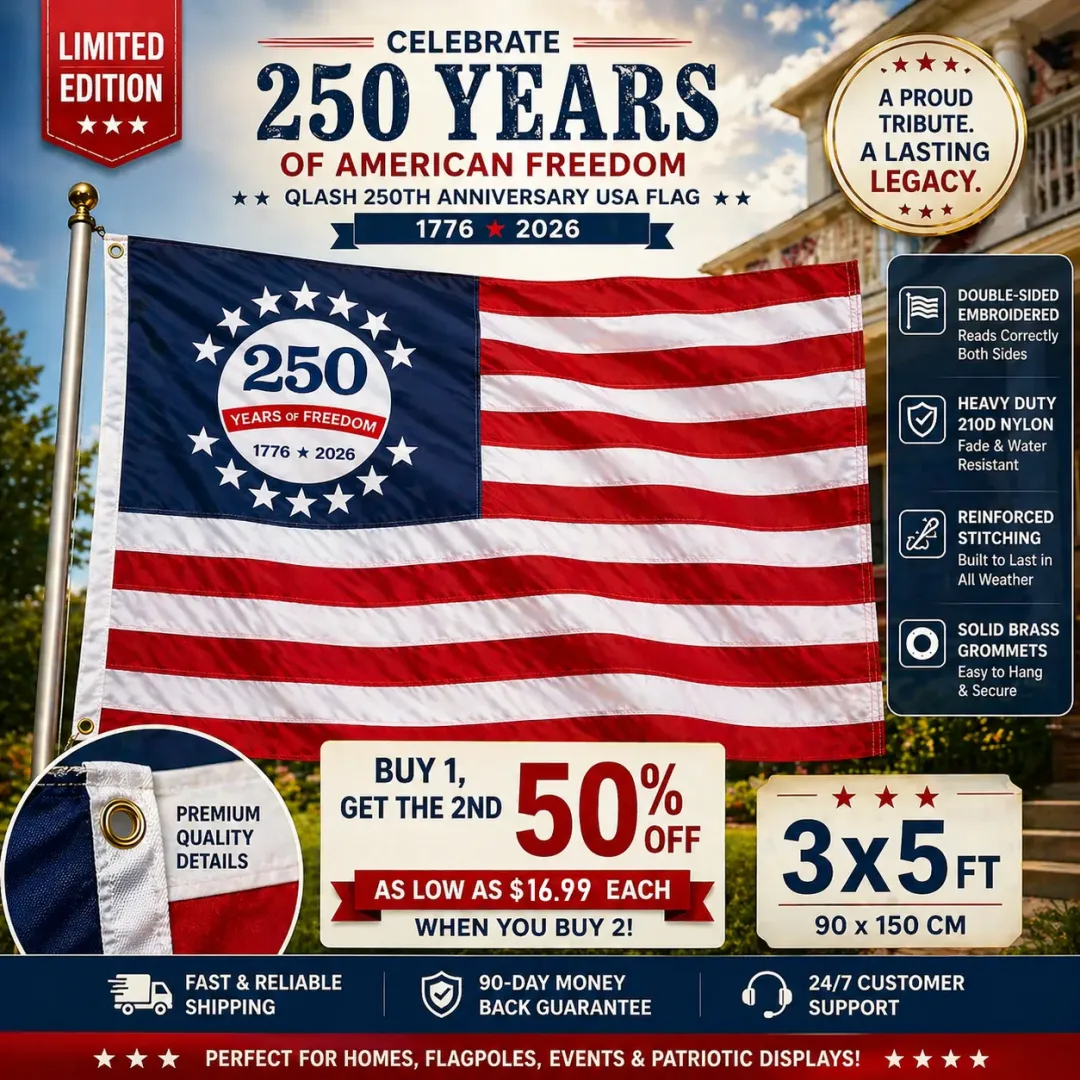 Last Day 50% OFF🔥250th Anniversary USA Commemorative Flag (3x5 Ft),Double-Sided Embroidered
