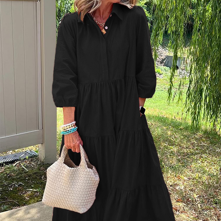 👗Women’s Casual Loose Fit Lapel Ankle Length Dress