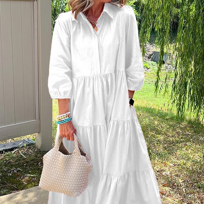👗Women’s Casual Loose Fit Lapel Ankle Length Dress