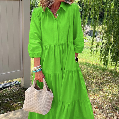 👗Women’s Casual Loose Fit Lapel Ankle Length Dress