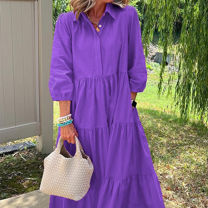 👗Women’s Casual Loose Fit Lapel Ankle Length Dress