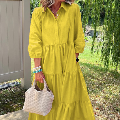 👗Women’s Casual Loose Fit Lapel Ankle Length Dress