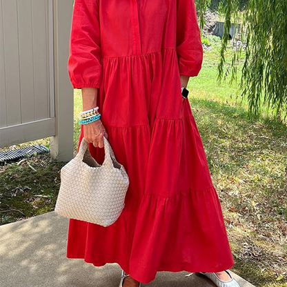 👗Women’s Casual Loose Fit Lapel Ankle Length Dress