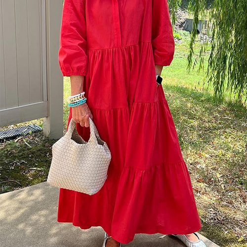 👗Women’s Casual Loose Fit Lapel Ankle Length Dress