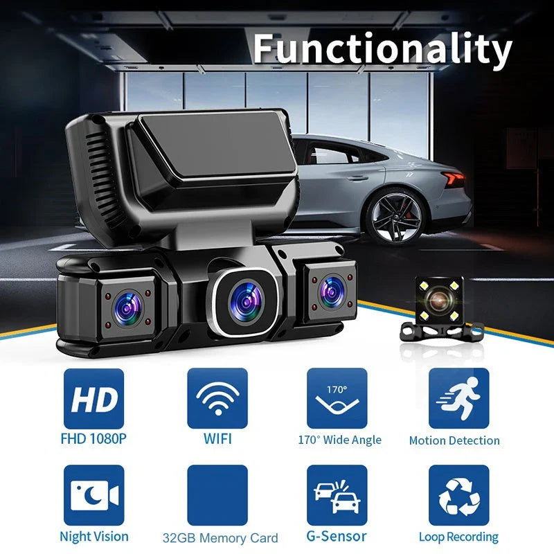 🔥 -50 % jusqu'à épuisement des stocks ! 🚗 Dashcam Full HD 1080p avec 4 caméras et Wi-Fi